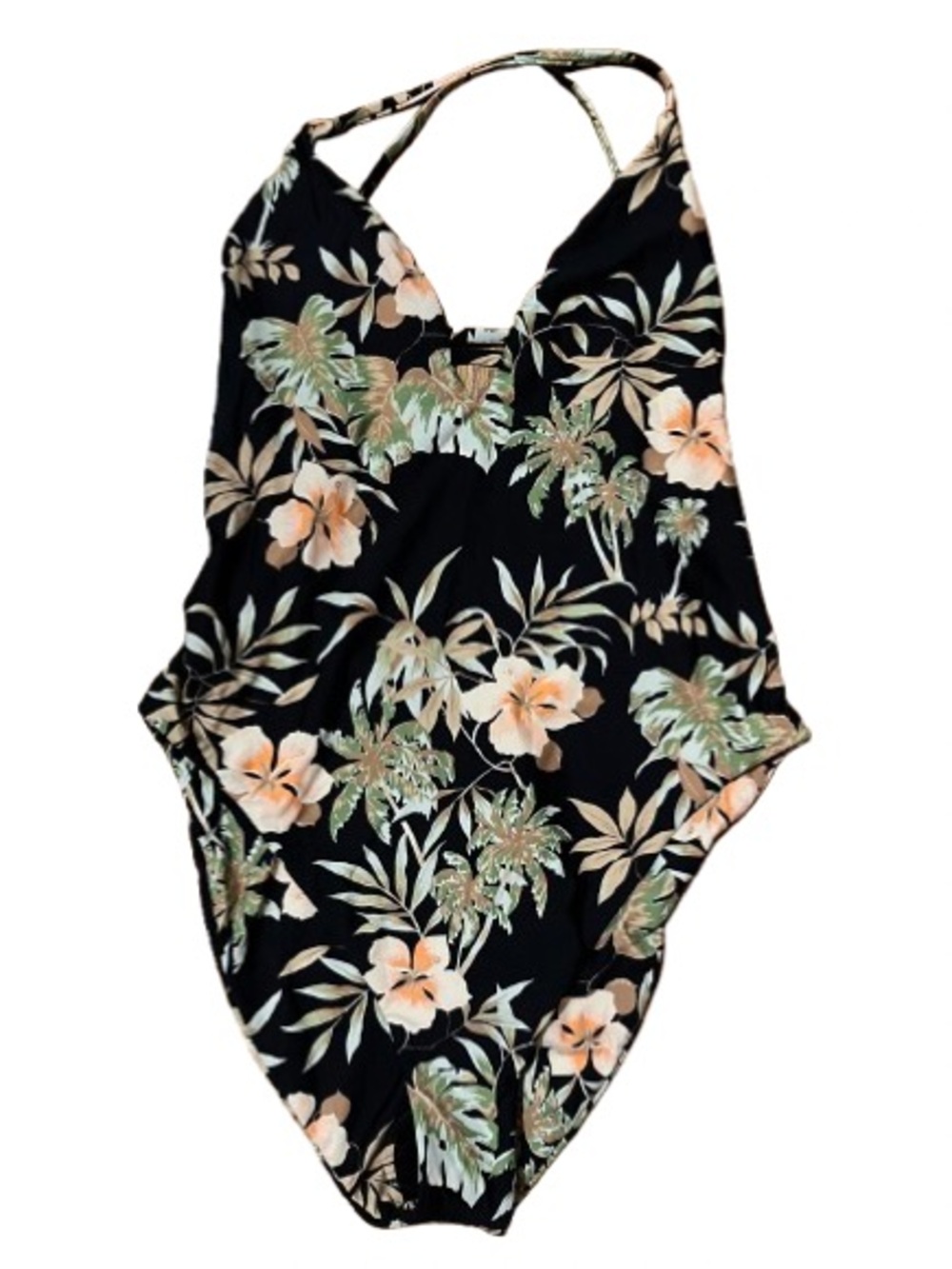 NWT Volcom Eco True Black For The Tide Floral One-Piece Swimsuit Size Medium